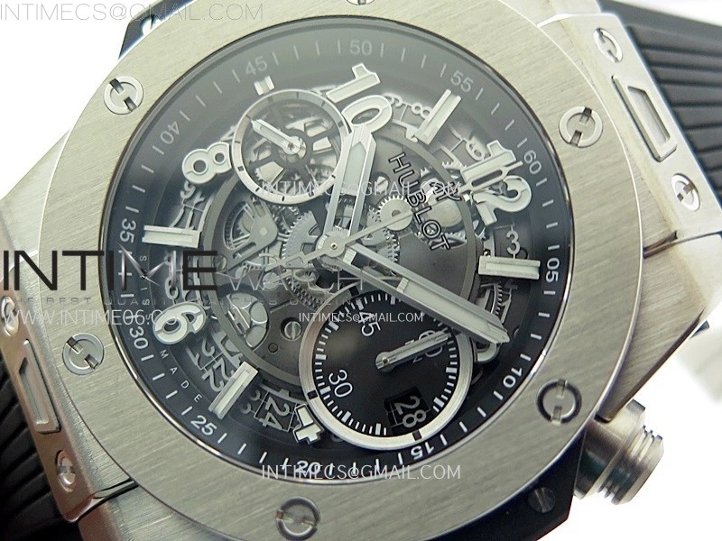 Hublot Big Bang Unico 42mm Titanium BBF 1:1 Best Edition Black Skeleton Dial on Black Rubber Strap A1280