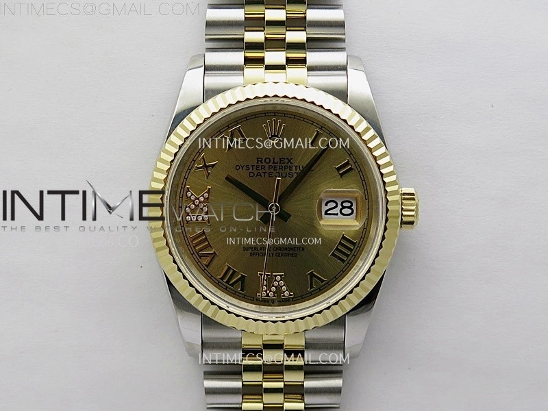 DateJust 126233 904L SS YG JDF 1:1 Best Edition Gold Dial Roman Markers on Jubilee SS YG Bracelet