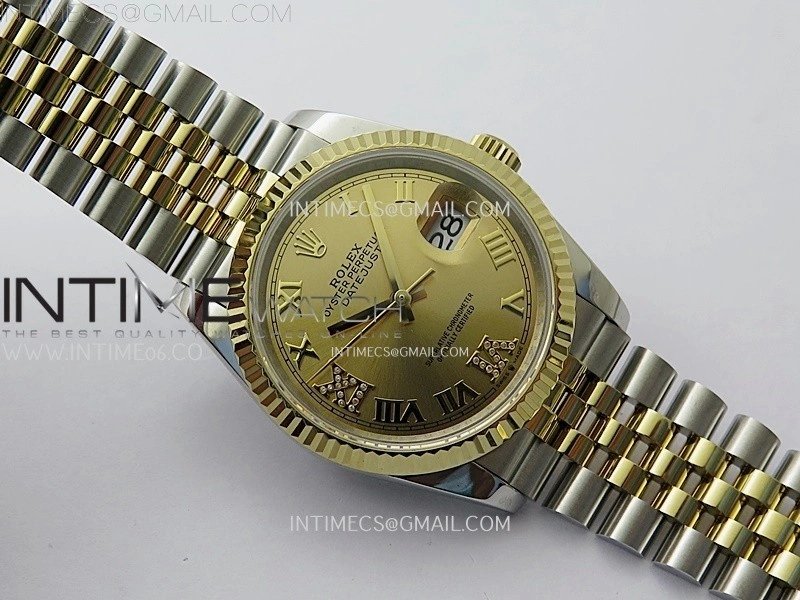 DateJust 126233 904L SS YG JDF 1:1 Best Edition Gold Dial Roman Markers on Jubilee SS YG Bracelet