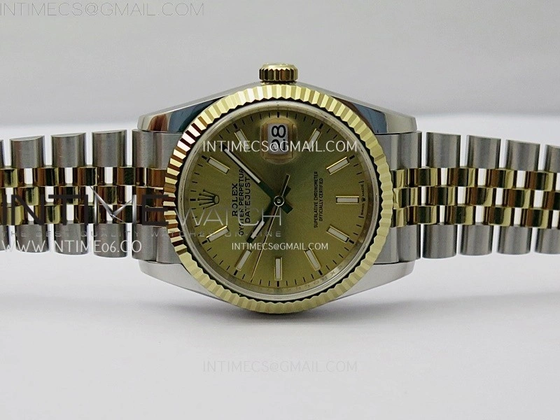 DateJust 126233 904L SS YG JDF 1:1 Best Edition Gold Dial Stick Markers on Jubilee SS YG Bracelet