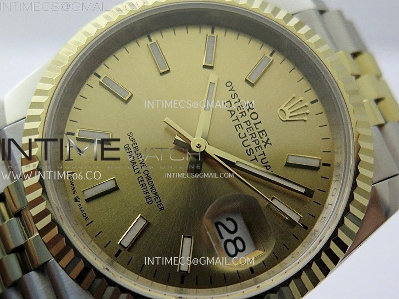 DateJust 126233 904L SS YG JDF 1:1 Best Edition Gold Dial Stick Markers on Jubilee SS YG Bracelet