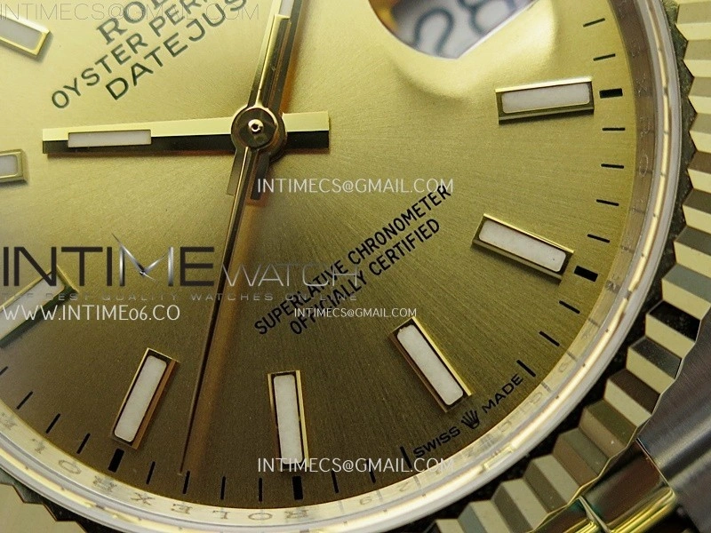 DateJust 126233 904L SS YG JDF 1:1 Best Edition Gold Dial Stick Markers on Jubilee SS YG Bracelet