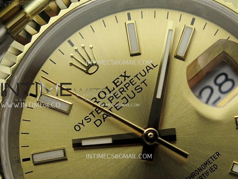 DateJust 126233 904L SS YG JDF 1:1 Best Edition Gold Dial Stick Markers on Jubilee SS YG Bracelet
