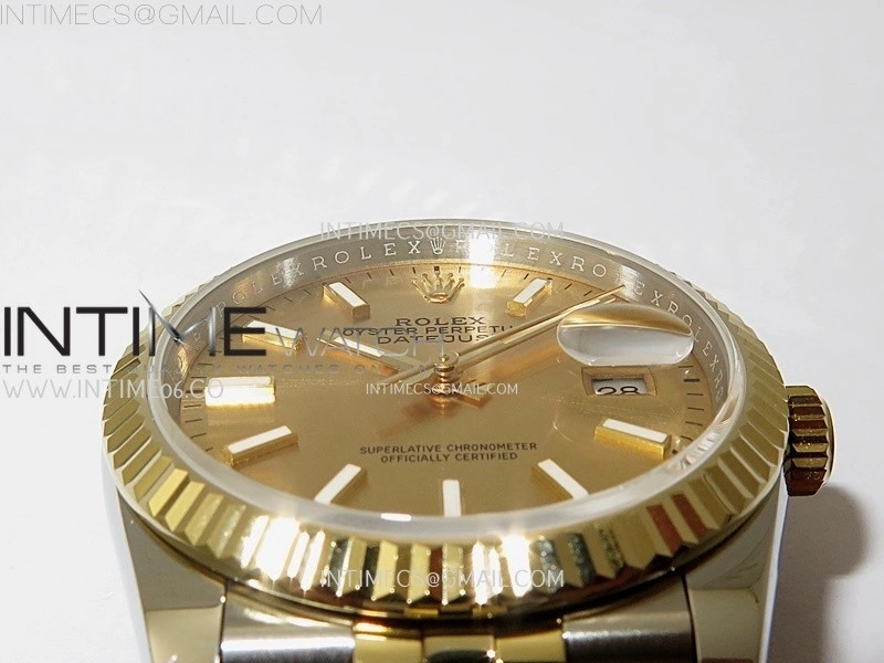 DateJust 126233 904L SS YG JDF 1:1 Best Edition Gold Dial Stick Markers on Jubilee SS YG Bracelet