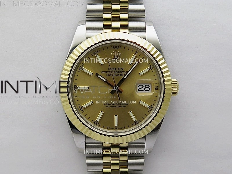 DateJust 126333 904L SS YG JDF 1:1 Best Edition Gold Dial Stick Markers on Jubilee SS YG Bracelet