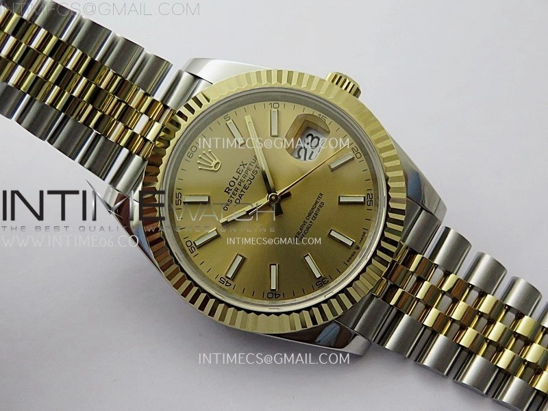 DateJust 126333 904L SS YG JDF 1:1 Best Edition Gold Dial Stick Markers on Jubilee SS YG Bracelet