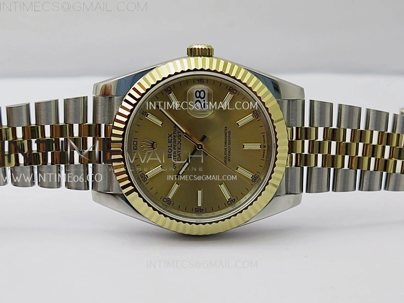 DateJust 126333 904L SS YG JDF 1:1 Best Edition Gold Dial Stick Markers on Jubilee SS YG Bracelet