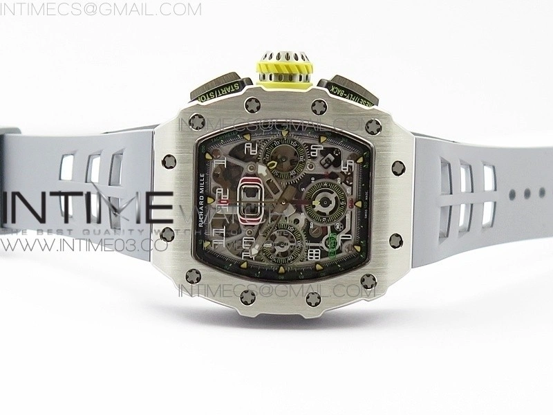 RM11-03 SS KVF 1:1 Best Edition Crystal Skeleton Dial on Gray Racing Rubber Strap A7750