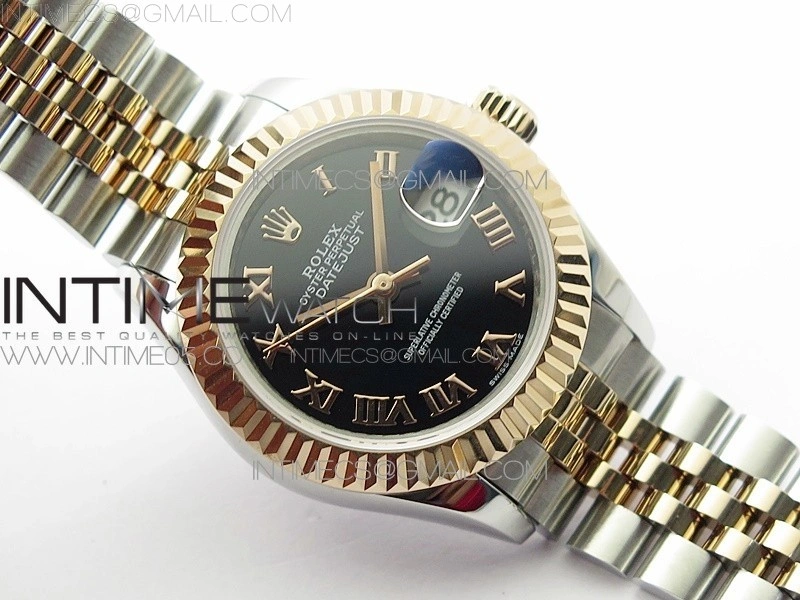Datejust 28mm 279173 SS RG BP Best Edition Black Roman Markers Dial on SS RG Jubilee Bracelet ETA2671