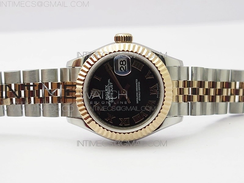Datejust 28mm 279173 SS RG BP Best Edition Black Roman Markers Dial on SS RG Jubilee Bracelet ETA2671