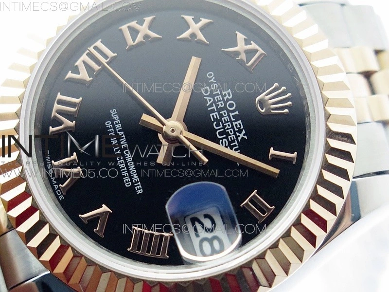 Datejust 28mm 279173 SS RG BP Best Edition Black Roman Markers Dial on SS RG Jubilee Bracelet ETA2671