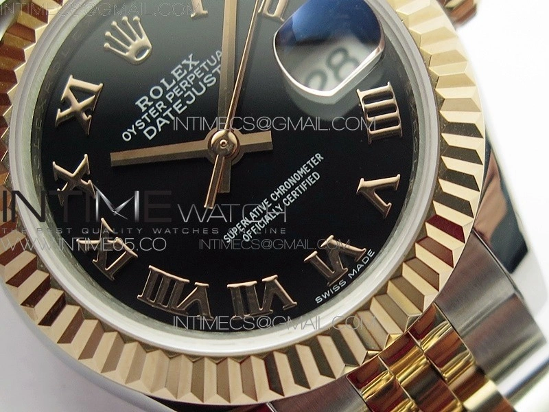 Datejust 28mm 279173 SS RG BP Best Edition Black Roman Markers Dial on SS RG Jubilee Bracelet ETA2671