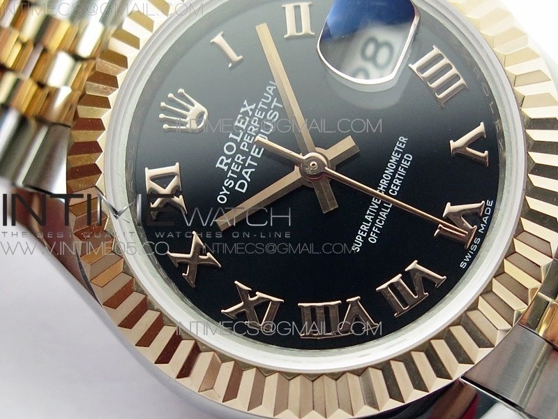 Datejust 28mm 279173 SS RG BP Best Edition Black Roman Markers Dial on SS RG Jubilee Bracelet ETA2671