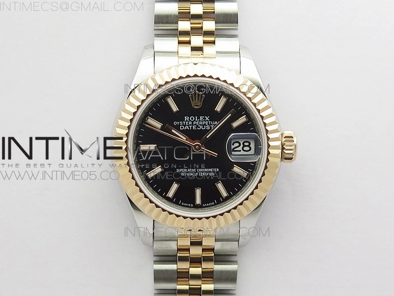Datejust 28mm 279173 SS RG BP Best Edition Black Stick Markers Dial on SS RG Jubilee Bracelet ETA2671