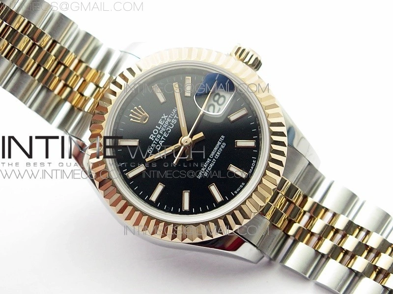 Datejust 28mm 279173 SS RG BP Best Edition Black Stick Markers Dial on SS RG Jubilee Bracelet ETA2671