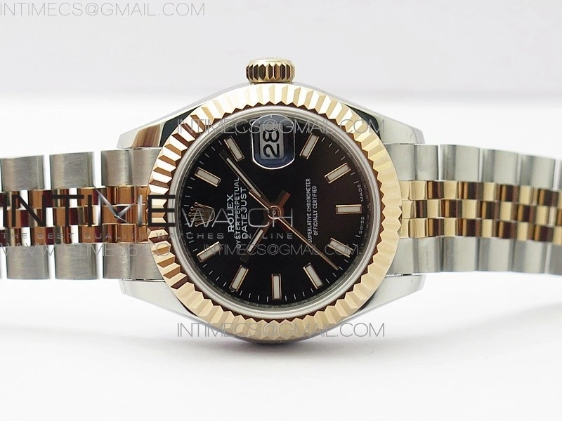 Datejust 28mm 279173 SS RG BP Best Edition Black Stick Markers Dial on SS RG Jubilee Bracelet ETA2671