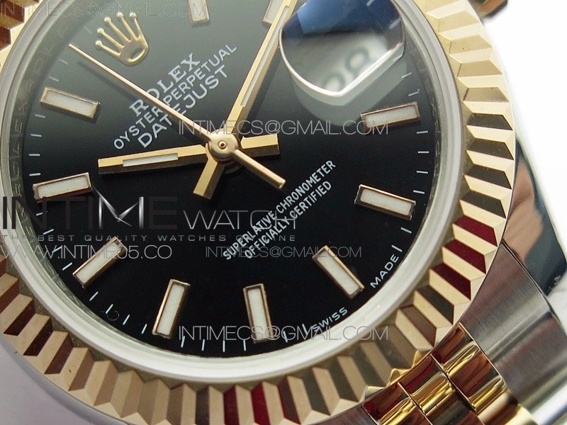 Datejust 28mm 279173 SS RG BP Best Edition Black Stick Markers Dial on SS RG Jubilee Bracelet ETA2671