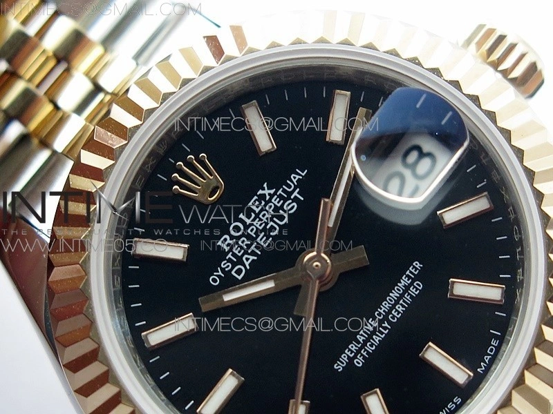 Datejust 28mm 279173 SS RG BP Best Edition Black Stick Markers Dial on SS RG Jubilee Bracelet ETA2671