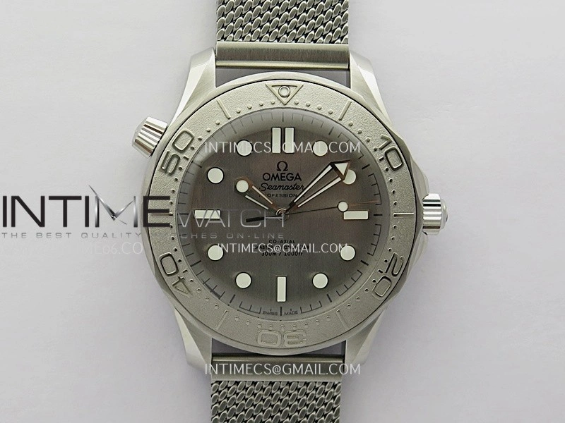 Seamaster 300M 42mm Titanium Bezel SS VSF Best Edition Gray Dial On SS Mesh Bracelet A8806