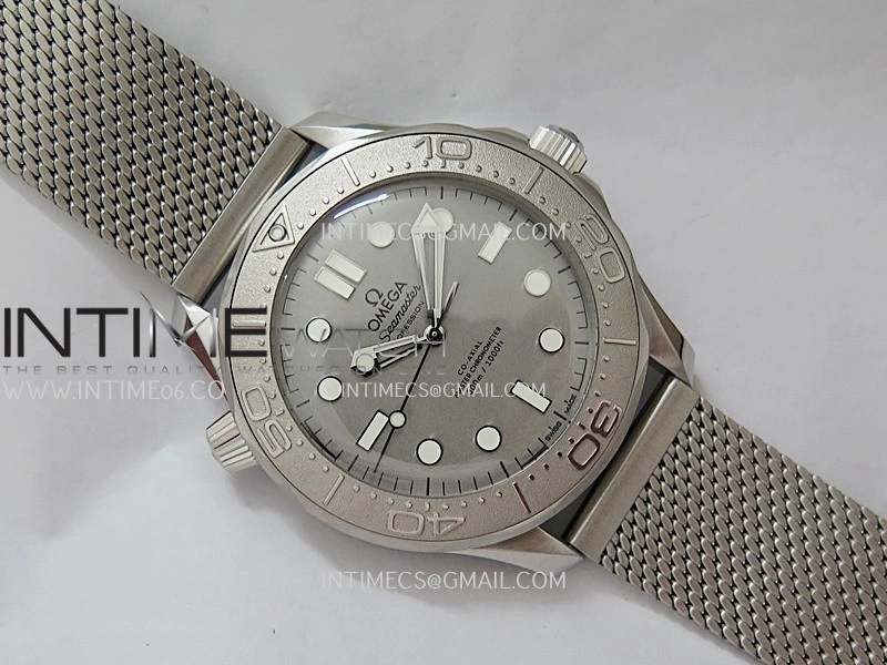 Seamaster 300M 42mm Titanium Bezel SS VSF Best Edition Gray Dial On SS Mesh Bracelet A8806