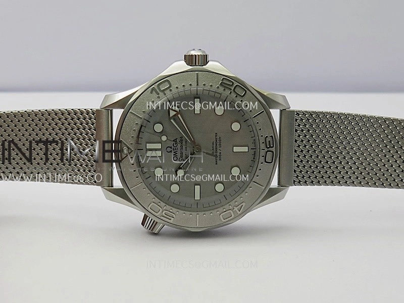 Seamaster 300M 42mm Titanium Bezel SS VSF Best Edition Gray Dial On SS Mesh Bracelet A8806
