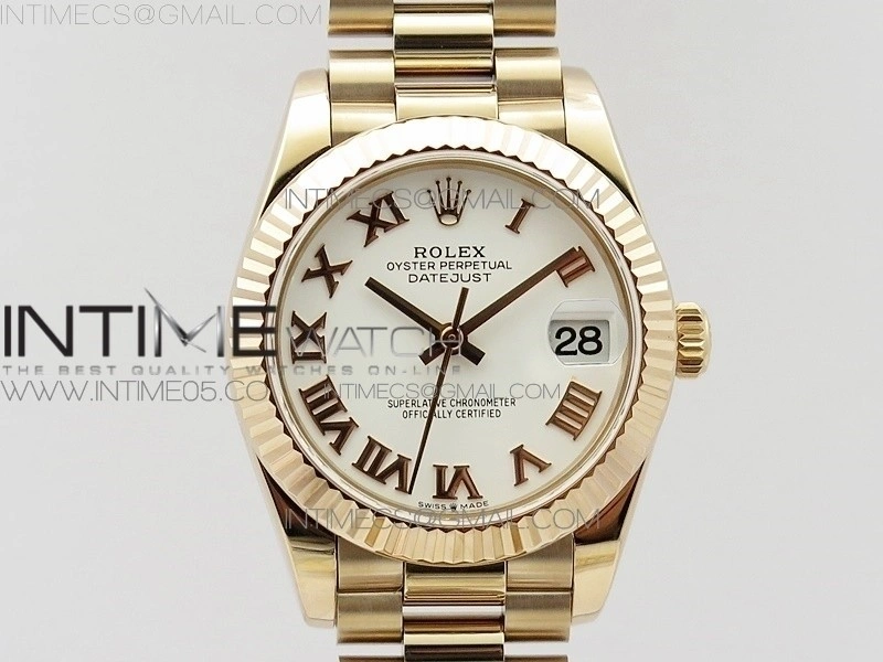 Datejust 31mm 278275 RG BP Best Edition White Roman Markers Dial on RG President Bracelet