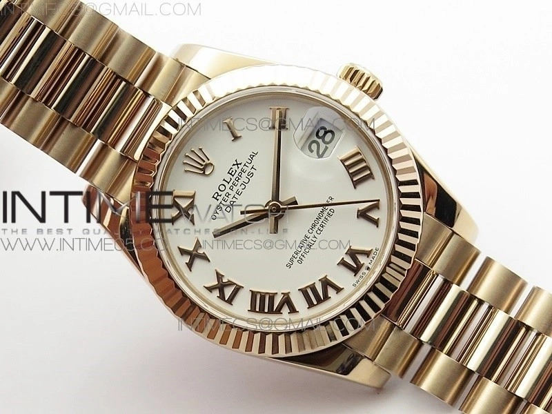 Datejust 31mm 278275 RG BP Best Edition White Roman Markers Dial on RG President Bracelet