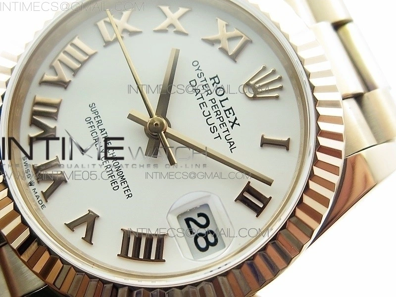 Datejust 31mm 278275 RG BP Best Edition White Roman Markers Dial on RG President Bracelet