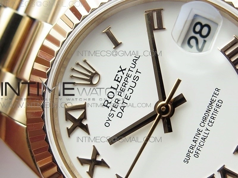 Datejust 31mm 278275 RG BP Best Edition White Roman Markers Dial on RG President Bracelet