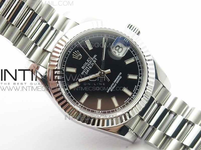 Datejust 31mm 278275 SS BP Best Edition Black Stick Markers Dial on SS President Bracelet