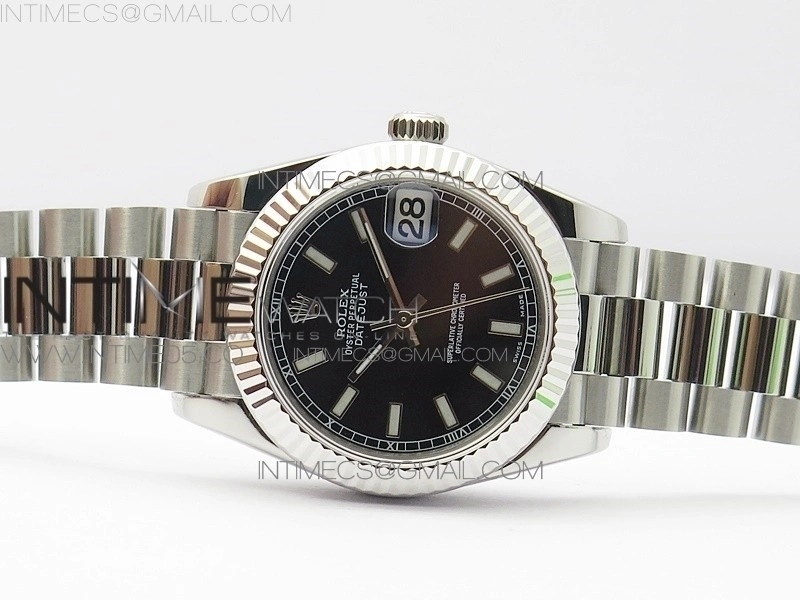 Datejust 31mm 278275 SS BP Best Edition Black Stick Markers Dial on SS President Bracelet