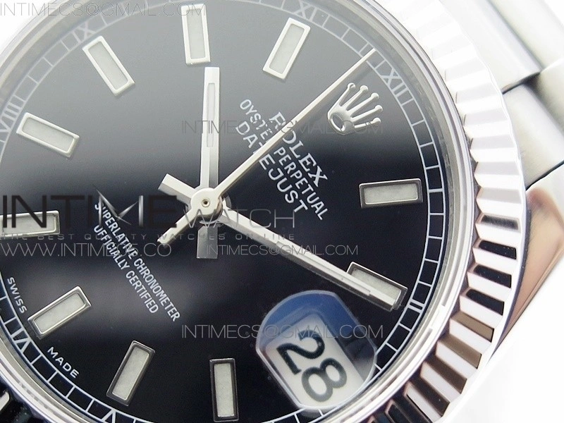 Datejust 31mm 278275 SS BP Best Edition Black Stick Markers Dial on SS President Bracelet