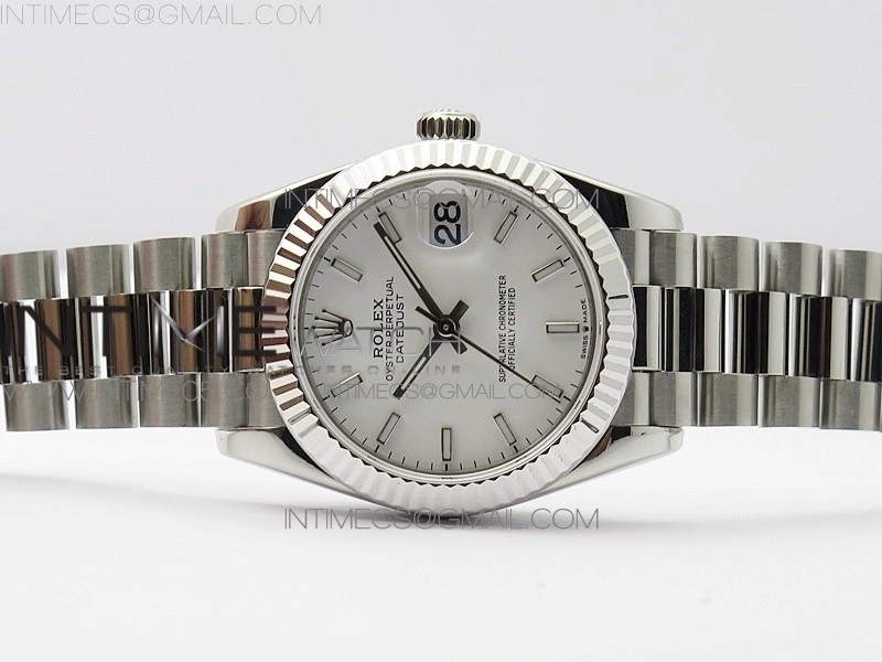 Datejust 31mm 278275 SS BP Best Edition White Stick Markers Dial on SS President Bracelet