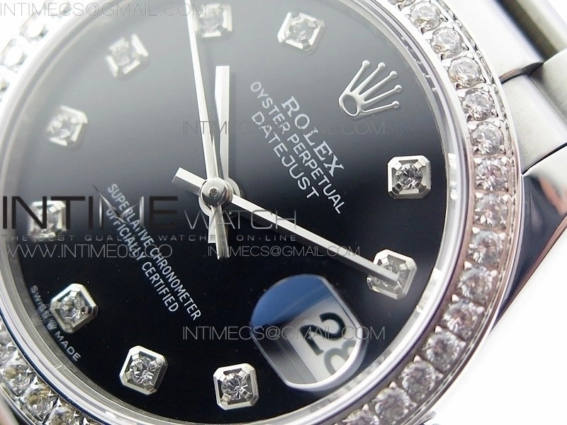 Datejust 31mm 278275 SS Crystal bezel BP Best Edition Black Dial on RG President Bracelet