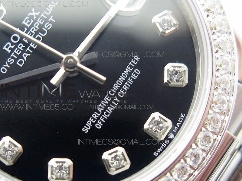 Datejust 31mm 278275 SS Crystal bezel BP Best Edition Black Dial on RG President Bracelet