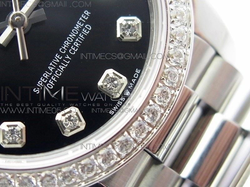 Datejust 31mm 278275 SS Crystal bezel BP Best Edition Black Dial on RG President Bracelet