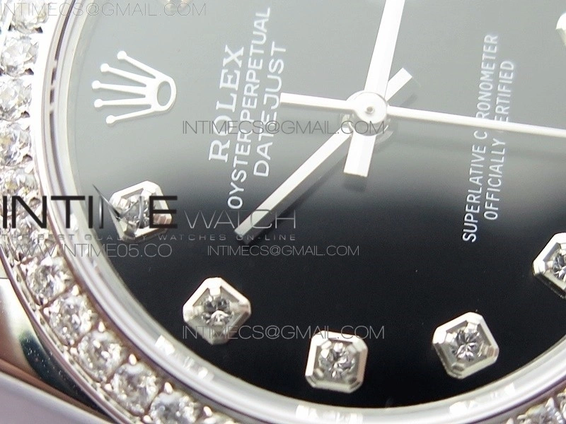 Datejust 31mm 278275 SS Crystal bezel BP Best Edition Black Dial on RG President Bracelet