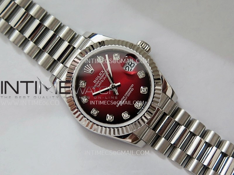 DateJust 31mm 904L SS GMF Best Edition Red Ombre Dial On 904L SS President Bracelet A2824