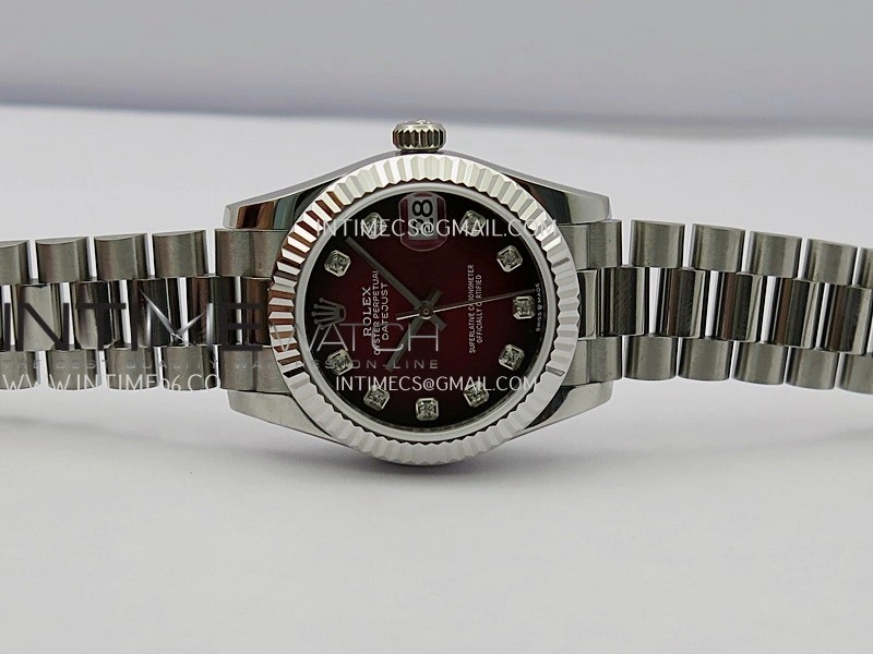 DateJust 31mm 904L SS GMF Best Edition Red Ombre Dial On 904L SS President Bracelet A2824