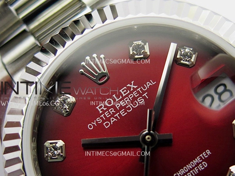 DateJust 31mm 904L SS GMF Best Edition Red Ombre Dial On 904L SS President Bracelet A2824