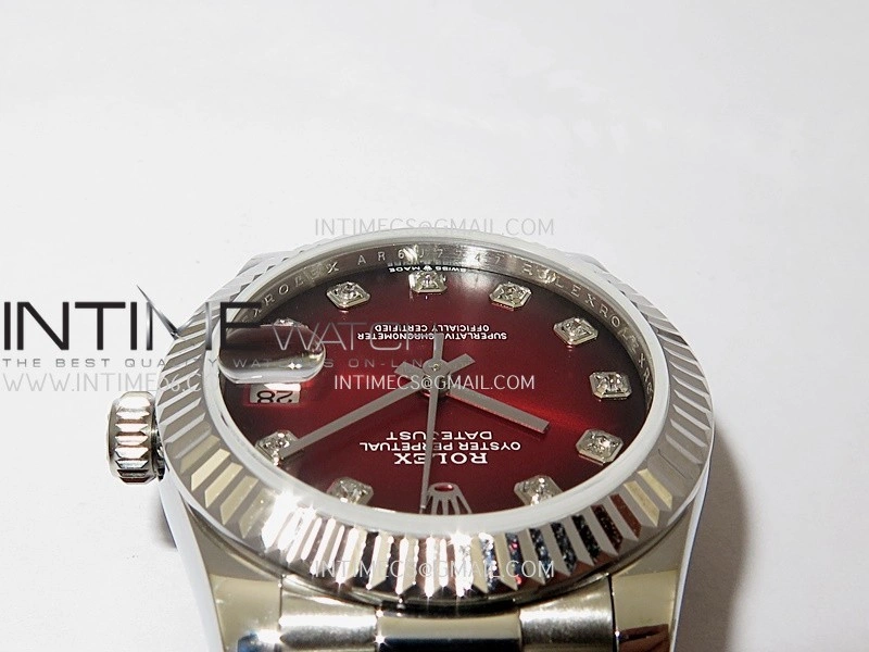 DateJust 31mm 904L SS GMF Best Edition Red Ombre Dial On 904L SS President Bracelet A2824