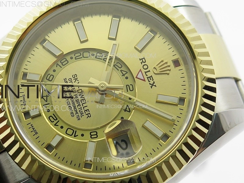 Sky-Dweller 326934 904L SS YG Noob 1:1 Best Edition Gold Dial on SS Bracelet Asian 23J to 9001