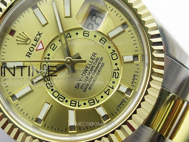 Sky-Dweller 326934 904L SS YG Noob 1:1 Best Edition Gold Dial on SS Bracelet Asian 23J to 9001