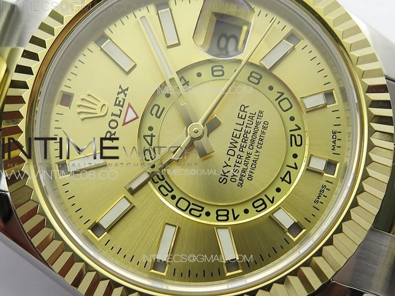 Sky-Dweller 326934 904L SS YG Noob 1:1 Best Edition Gold Dial on SS Bracelet Asian 23J to 9001