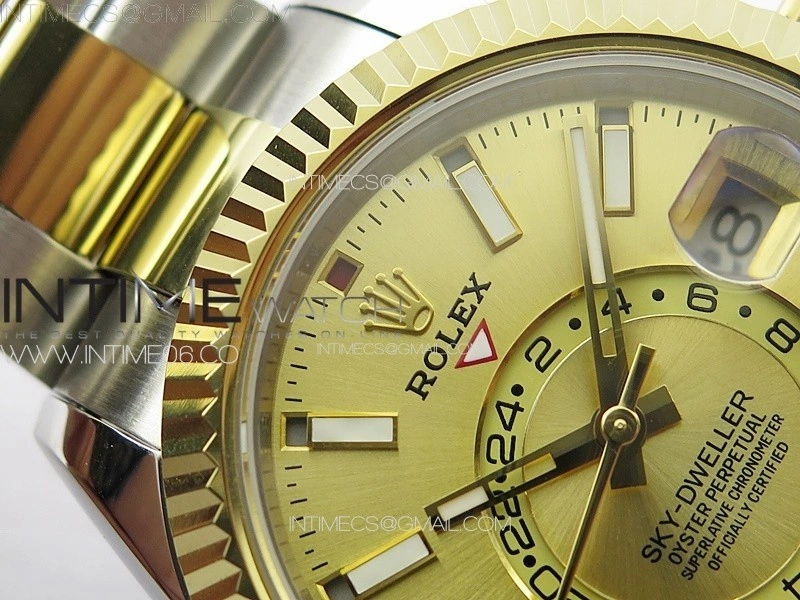 Sky-Dweller 326934 904L SS YG Noob 1:1 Best Edition Gold Dial on SS Bracelet Asian 23J to 9001