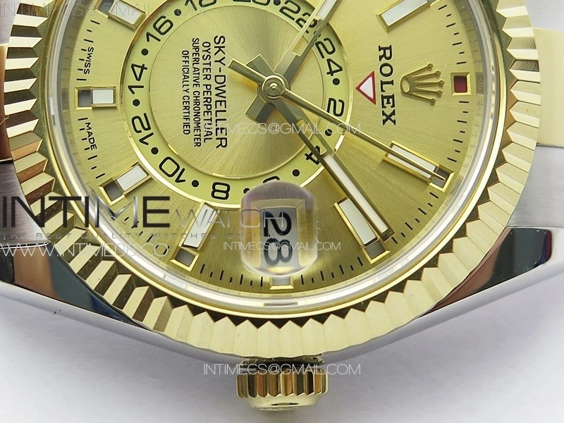Sky-Dweller 326934 904L SS YG Noob 1:1 Best Edition Gold Dial on SS Bracelet Asian 23J to 9001
