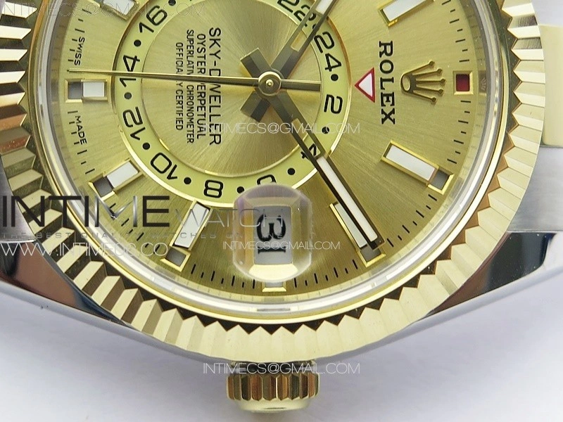 Sky-Dweller 326934 904L SS YG Noob 1:1 Best Edition Gold Dial on SS Bracelet Asian 23J to 9001