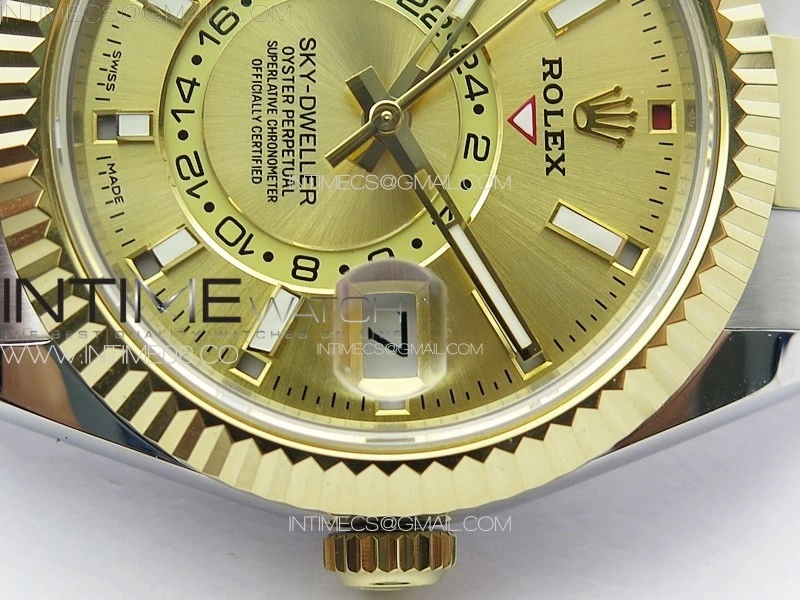 Sky-Dweller 326934 904L SS YG Noob 1:1 Best Edition Gold Dial on SS Bracelet Asian 23J to 9001