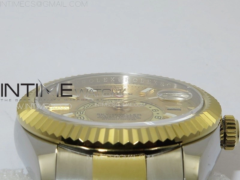 Sky-Dweller 326934 904L SS YG Noob 1:1 Best Edition Gold Dial on SS Bracelet Asian 23J to 9001