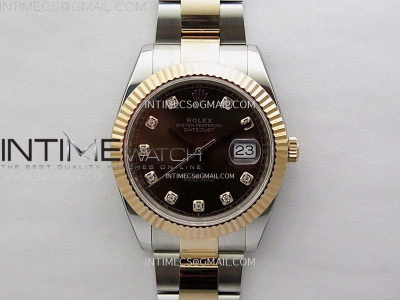 DateJust 41mm 126331 904 SS RG AR+F 1:1 Brown Dial Diamond Markers On SS RG Oyster Bracelet DD3235 V2